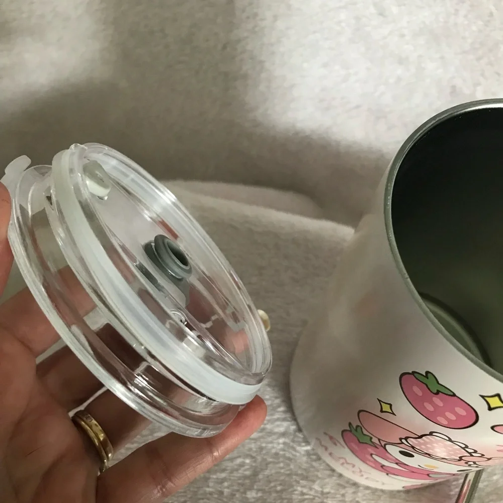 Hello Kitty Coffee tea water Mug w Straw Portable Stainless Steel Insulated Mug